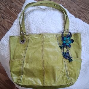 Green Leather Shoulder/tote Bag